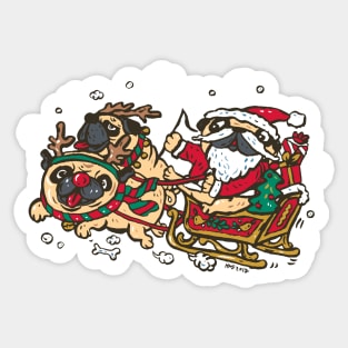 Santapug and Rudolph Sticker